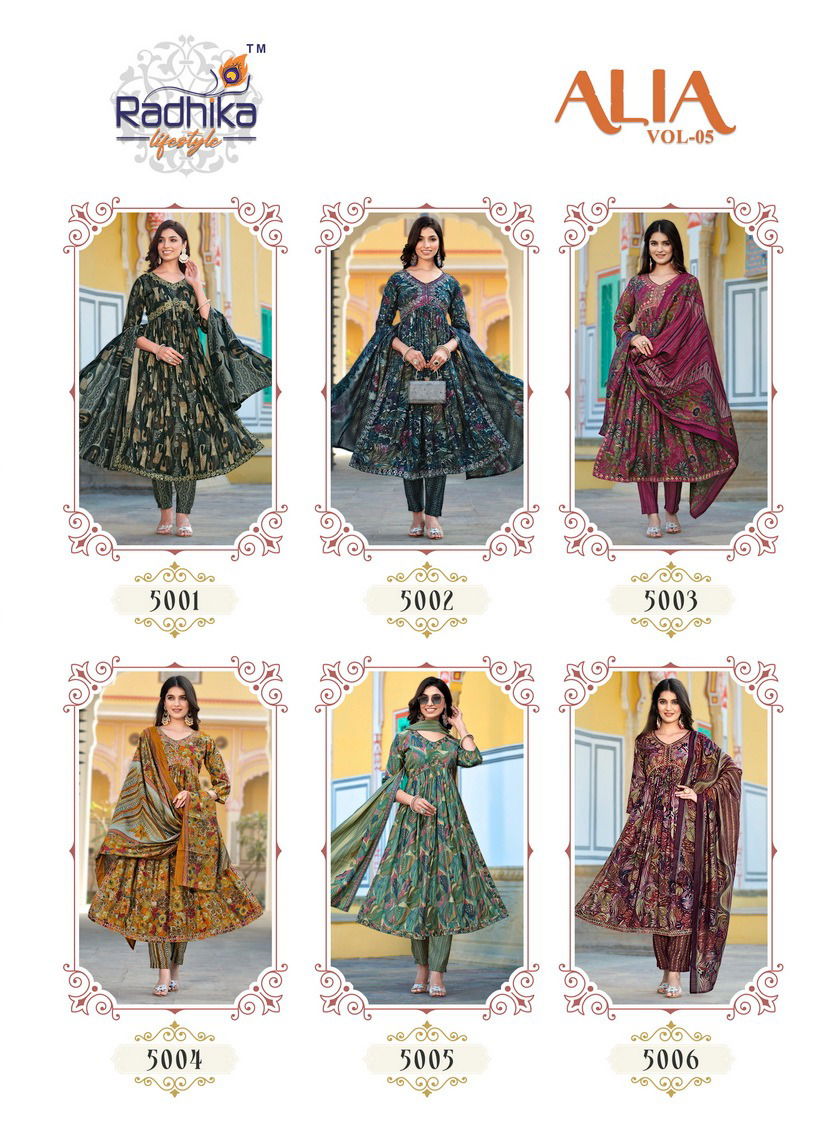 Alia Vol 5 By Radhika Alia Cut Kurti With Bottom Dupatta Catalog